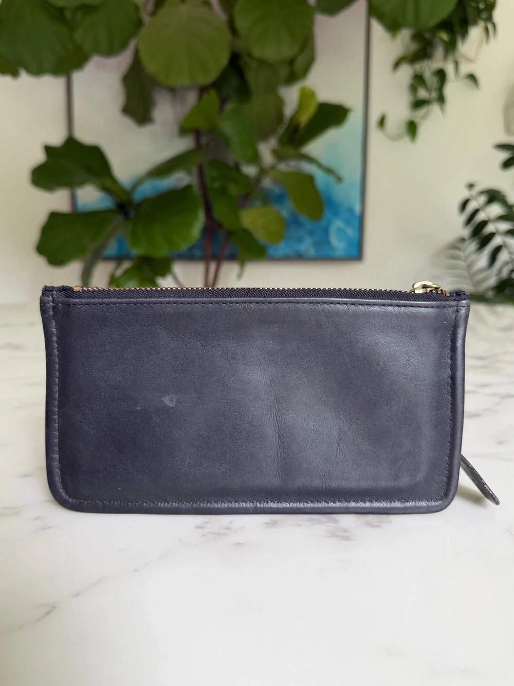 Coach Vintage Skinny Case 7170 Black Leather Zip Cosmetic Pouch 80's 90's USA